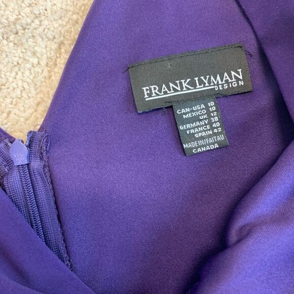 Frank Lyman purple short sleeve bodycon midi dress Sz 10 wedding guest formal - Picture 7 of 13